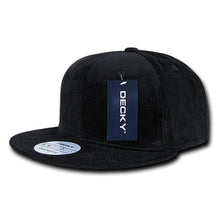 Decky 1076 Corduroy Snapback Hat, 6 Panel Flat Bill Cap