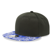 Decky 1093 Bandanna Bill Snapback Hat, 6 Panel Paisley Flat Bill Cap