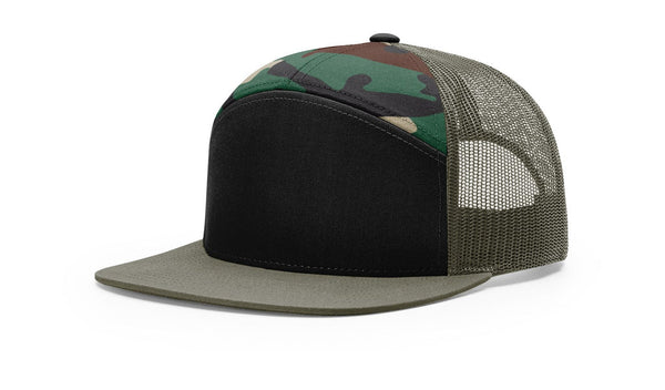 Richardson 168 7-Panel Trucker Hat, Flat Bill SnapbackRichardson 168 7-Panel Trucker Hat, Flat Bill Snapback