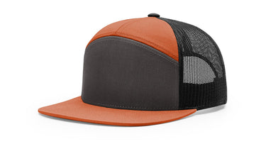 Richardson 168 7-Panel Trucker Hat, Flat Bill SnapbackRichardson 168 7-Panel Trucker Hat, Flat Bill Snapback