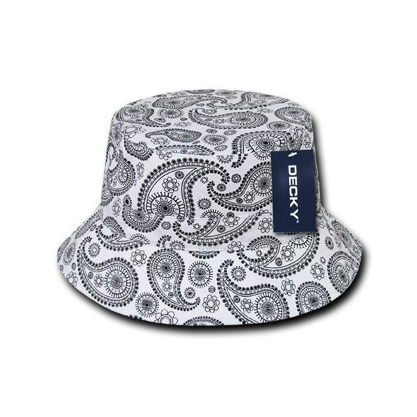 Decky 459 - Relaxed Paisley Bucket Hat, Bandana Pattern Bucket Cap