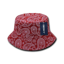 Decky 459 - Relaxed Paisley Bucket Hat, Bandana Pattern Bucket Cap