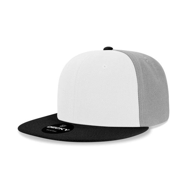 Decky 355/6020 Blank 3-Tone Snapback Hat Flat Bill