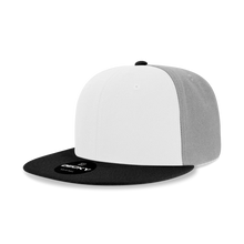 Decky 355/6020 Blank 3-Tone Snapback Hat Flat Bill