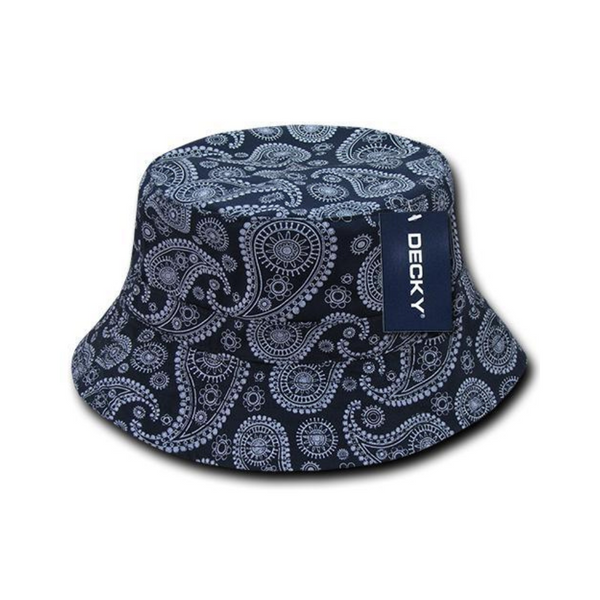 Decky 459 - Relaxed Paisley Bucket Hat, Bandana Pattern Bucket Cap