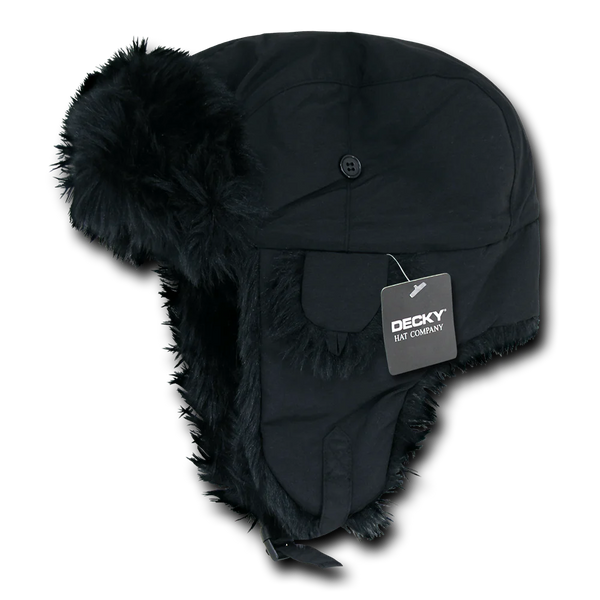 Decky 777 - Faux Fur Aviator Hat, Trapper Hat, Bomber Hat