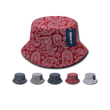 Decky 459 - Relaxed Paisley Bucket Hat, Bandana Pattern Bucket Cap