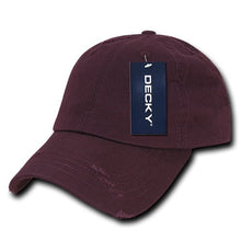 Decky 959 - 6 Panel Low Profile Relaxed Vintage Dad Hat, Distressed Dad Cap