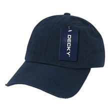 Decky 959 - 6 Panel Low Profile Relaxed Vintage Dad Hat, Distressed Dad Cap