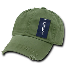 Decky 959 - 6 Panel Low Profile Relaxed Vintage Dad Hat, Distressed Dad Cap