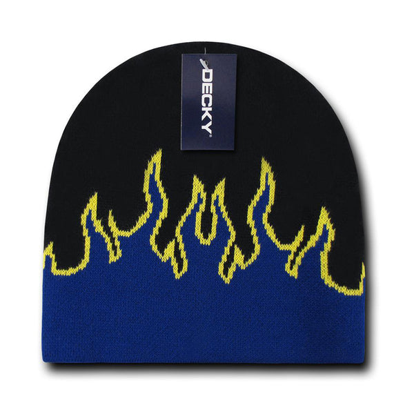 Decky 9055 - Youth Fire Beanie, Kids Flame Knit Cap