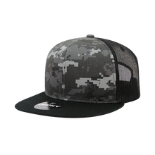 Decky 1055 - Camo Flat Bill Trucker Hat, Camouflage 6 Panel Trucker Cap