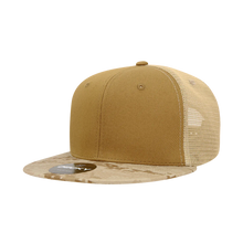 Decky 1055 - Camo Flat Bill Trucker Hat, Camouflage 6 Panel Trucker Cap