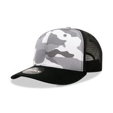 Decky 1054 - Camo Curve Bill Trucker Hat, 6 Panel Camo Trucker Cap