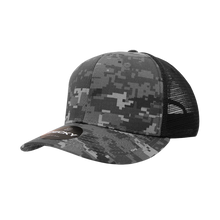 Decky 1054 - Camo Curve Bill Trucker Hat, 6 Panel Camo Trucker Cap