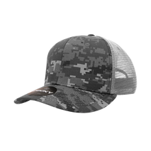 Decky 1054 - Camo Curve Bill Trucker Hat, 6 Panel Camo Trucker Cap