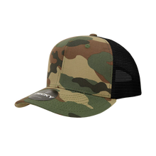 Decky 1054 - Camo Curve Bill Trucker Hat, 6 Panel Camo Trucker Cap