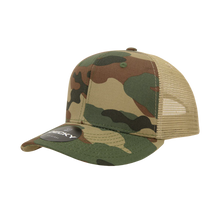 Decky 1054 - Camo Curve Bill Trucker Hat, 6 Panel Camo Trucker Cap