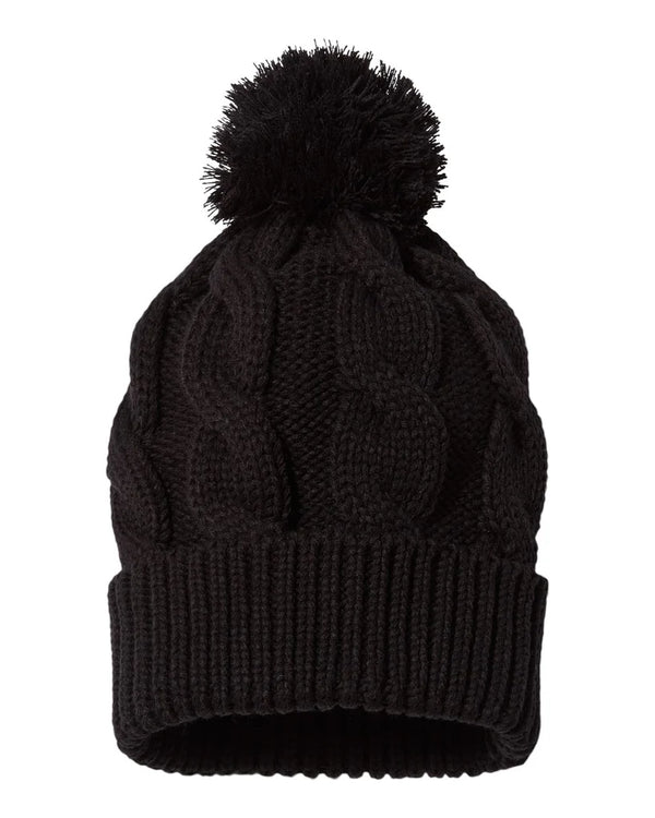 Richardson 141 - Chunk Twist Knit Beanie with Cuff & Pom - 141