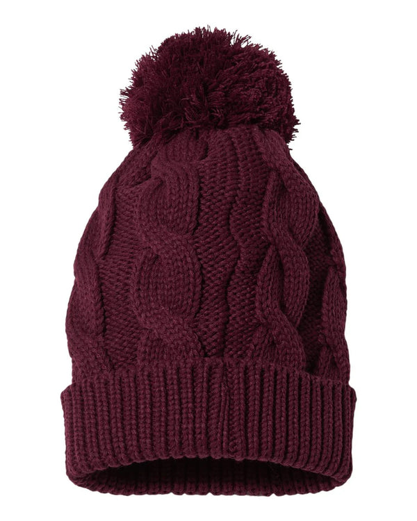 Richardson 141 - Chunk Twist Knit Beanie with Cuff & Pom - 141