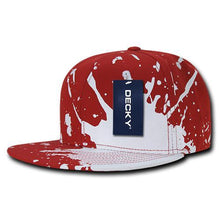 Decky 1125 - Splat Snapback Hat, Paint Splatter Flat Bill Cap