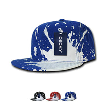 Decky 1125 - Splat Snapback Hat, Paint Splatter Flat Bill Cap