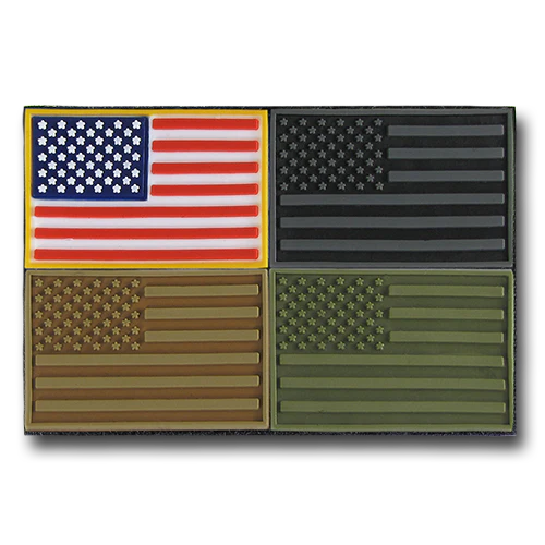 Tactical USA Flag Tactical Mini Rubber Patches, H&L Hook & Loop-Back, Velcro - RapDom T96