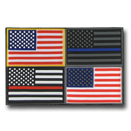 Tactical USA Flag Tactical Mini Rubber Patches, H&L Hook & Loop-Back, Velcro - RapDom T96