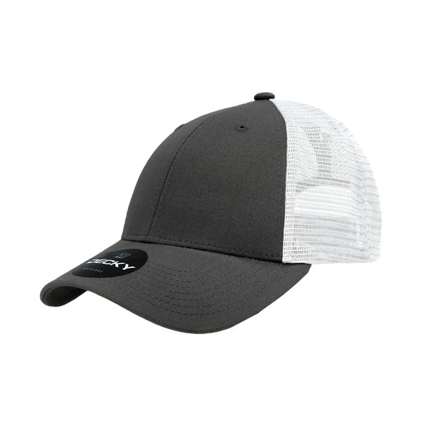 Decky 214 - 6 Panel Low Profile Structured Cotton Trucker Hat, Mesh Golf Cap