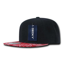 Decky 1093 Bandanna Bill Snapback Hat, 6 Panel Paisley Flat Bill Cap