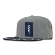 Decky 1093 Bandanna Bill Snapback Hat, 6 Panel Paisley Flat Bill Cap