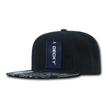 Decky 1093 Bandanna Bill Snapback Hat, 6 Panel Paisley Flat Bill Cap