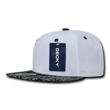 Decky 1093 Bandanna Bill Snapback Hat, 6 Panel Paisley Flat Bill Cap