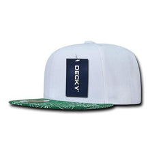 Decky 1093 Bandanna Bill Snapback Hat, 6 Panel Paisley Flat Bill Cap